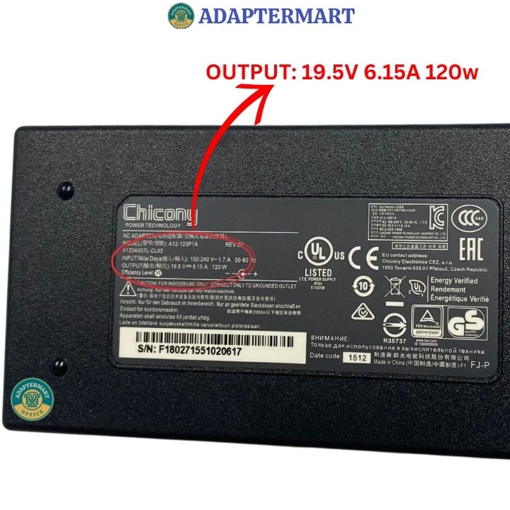 Sạc laptop MSI GF63 19.5v 6.15a 120W zin