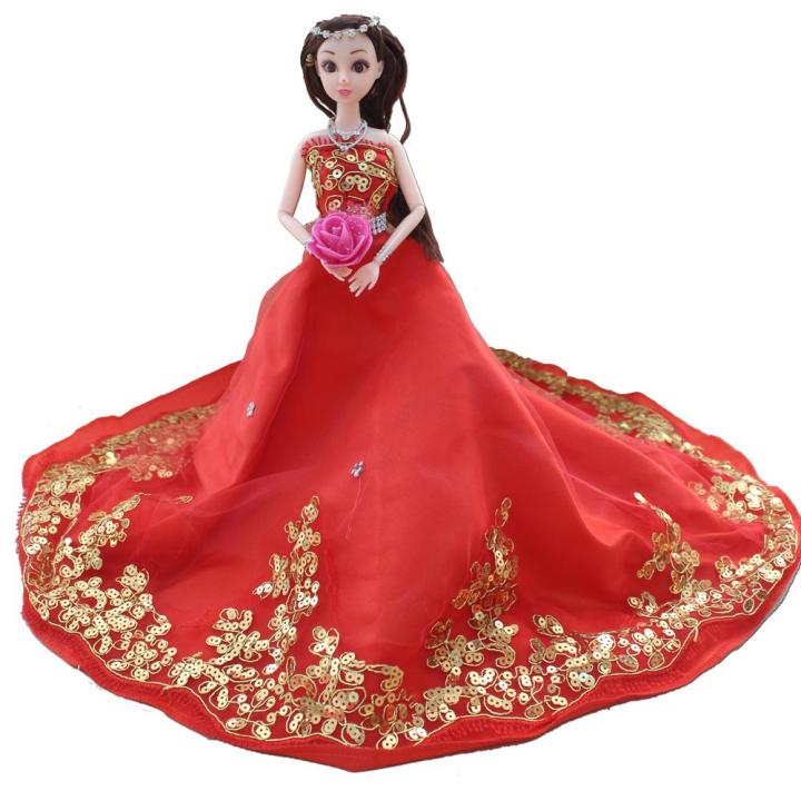 Búp Bê Cô Dâu 3D Cao Cấp 35cm Thướt Tha Minidoll đồ chơi bé gái