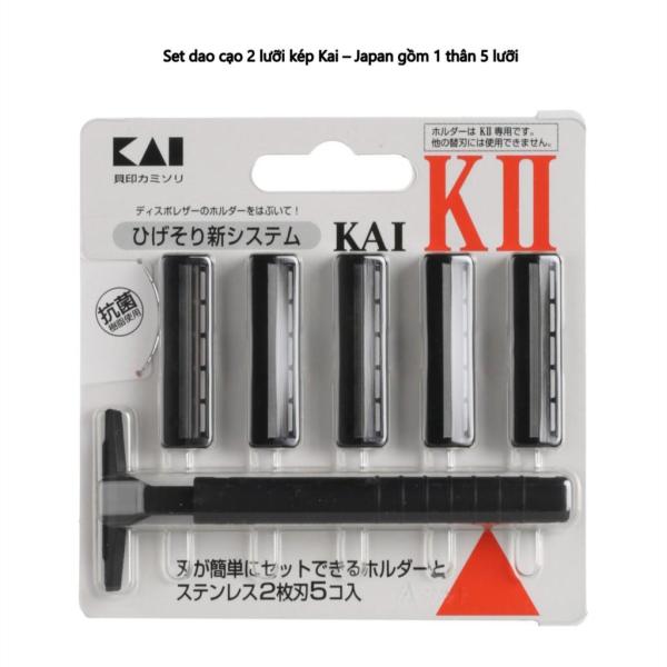 Set dao cạo 2 lưỡi kép KAI (1 thân, 5 lưỡi) Hàng Nhật