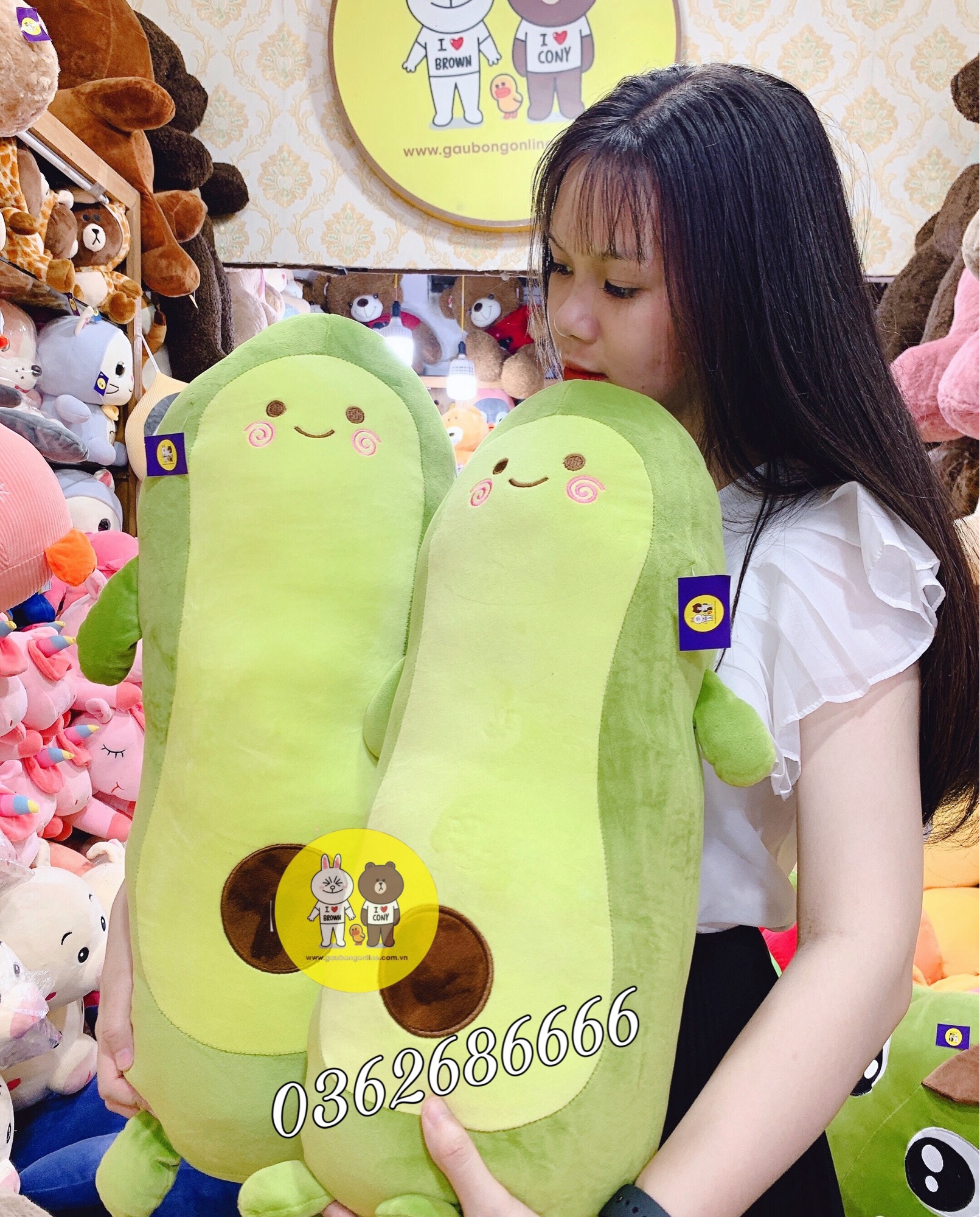 Gấu bông gối ôm bơ dài kích thước 60cm