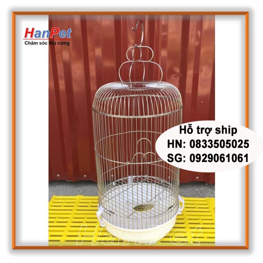 Hanpet - Lồng chim cảnh (đủ size) Chất liệu 100% inox không gỉ sét ( long chim inox) tặng áo lồng và máng ăn/uống cho- HP10393TC