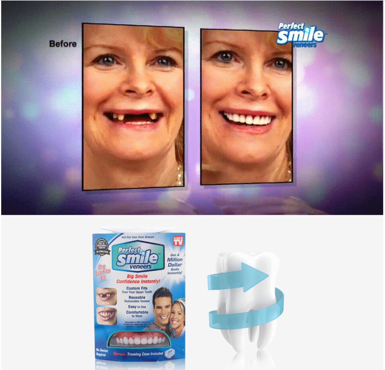 PKTL - Hàm răng giả bằng silicon giống như răng thật (Bộ 2 cái)