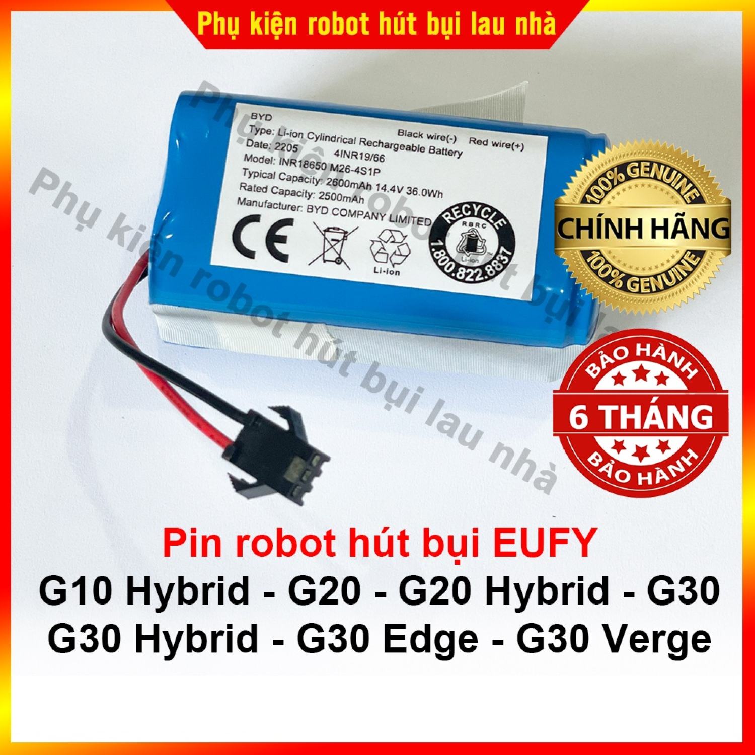 Pin robo hút bụi eufy g10 hybrid, g20, g20 hybrid, g30, g30 hybrid, g30 edge, g30 verge - bảo hành 6 tháng