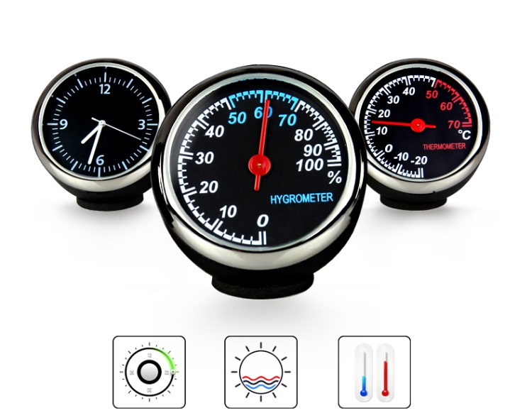 Combo Đồng Hồ Đo Giờ Nhiệt Độ Độ Ẩm Trên Ô Tô - dễ dàng kiểm soát thời gian nhiệt độ và độ ẩm ngay trên xe