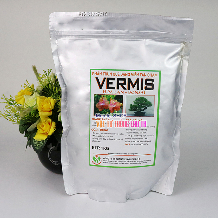 Phân Trùn Quế VERMIS tan chậm dùng cho phong lan – gói 1kg