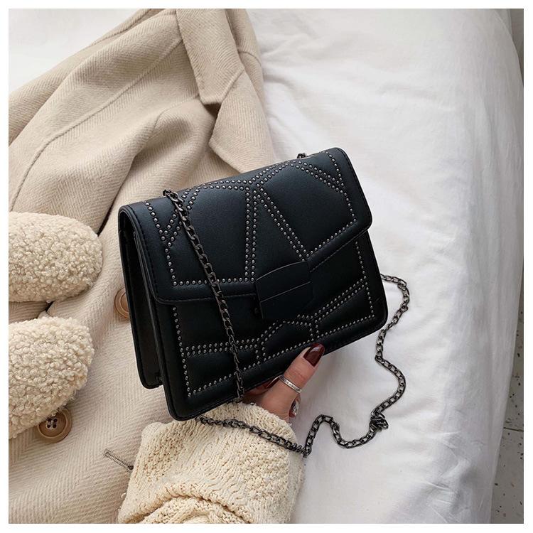Luxurious Leather Handbag with Stones in Korean Style