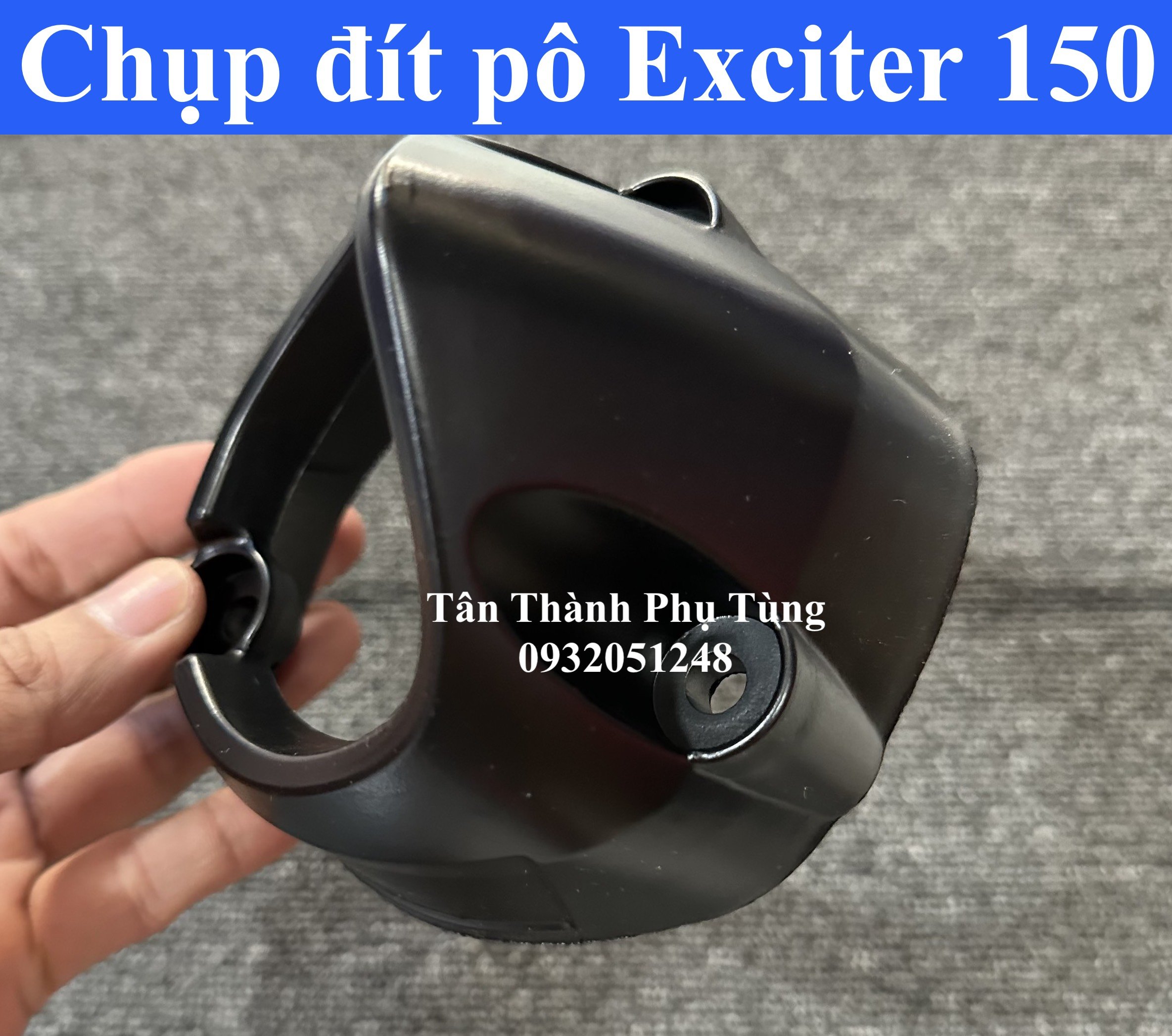 Chụp đít pô Exciter 150 màu Bạc, đen
