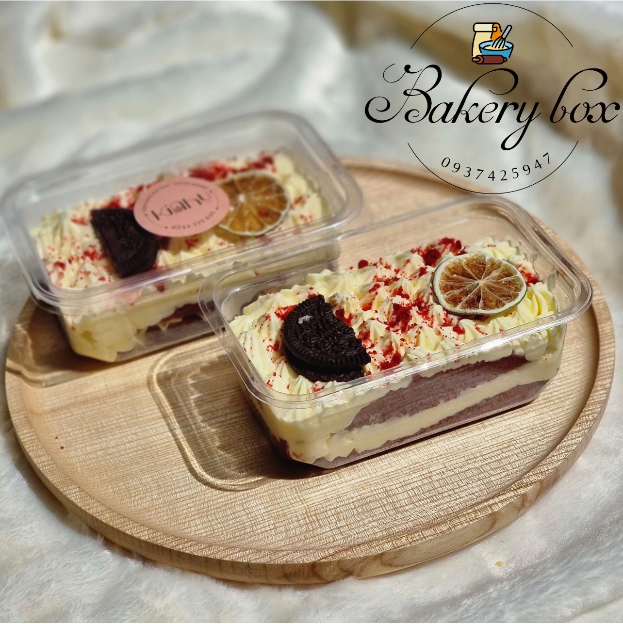 Jy1250 | 50 hộp chữ nhật đựng bánh lạnh, tiramisu, red velvet, oreo cheesecake