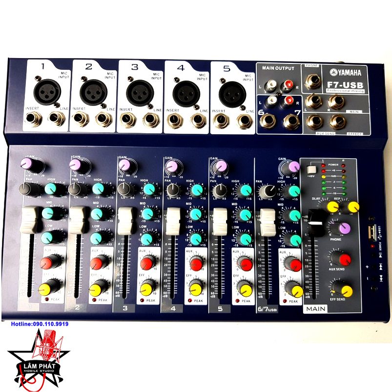 bộ trộn âm thanh MIXER F7 USB CÓ BLUETOOTH