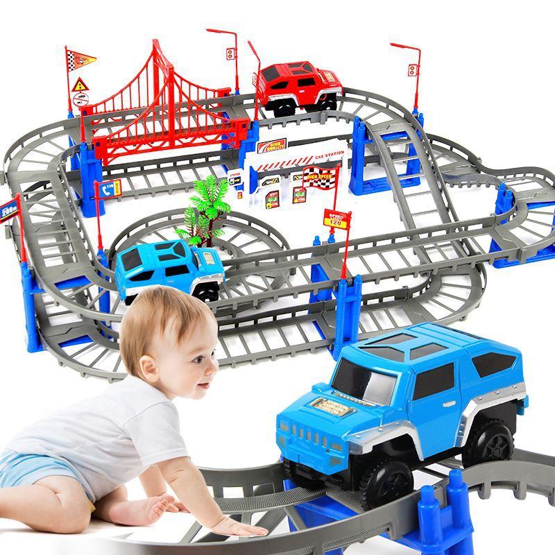 Bộ đồ chơi đường đua ô tô tàu lượn 88 chi tiết cho bé (loại to, âm thanh vui tai, kích thích thị giác của trẻ phát triển) quà tặng ý nghĩa cho bé