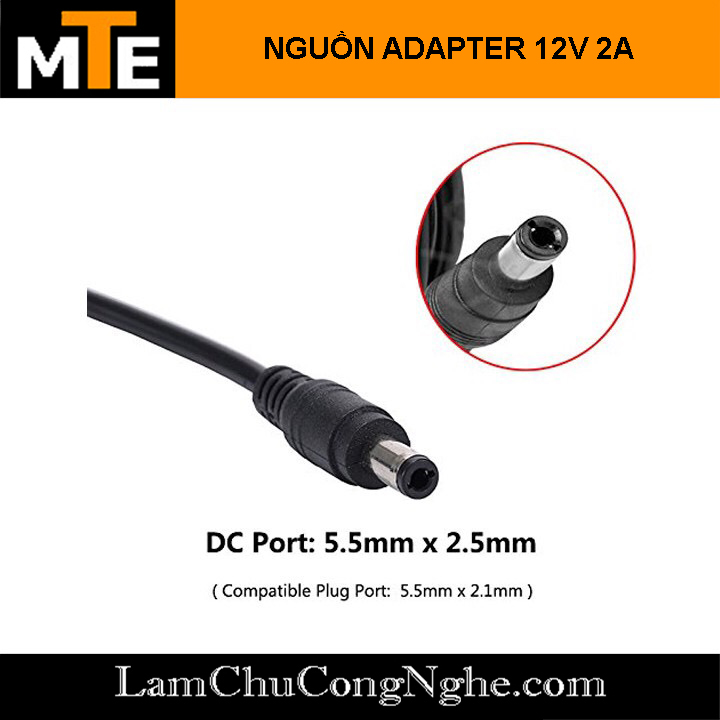 Nguồn adapter 12V 2A jack DC 5.5 x 2.1 mm - nguồn camera