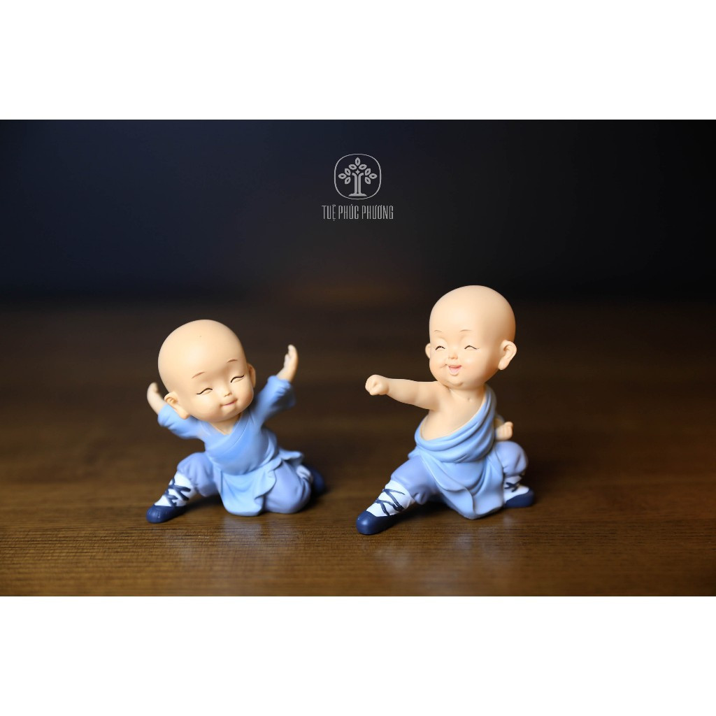[Ảnh thật] Bộ 2 tượng chú tiếu đánh võ đáng yêu