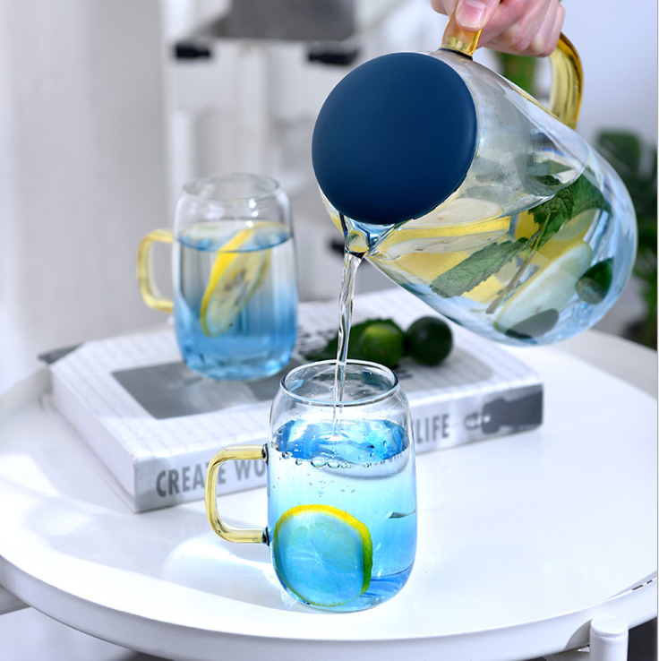Bộ Bình Thủy Tinh Màu Xanh Dương