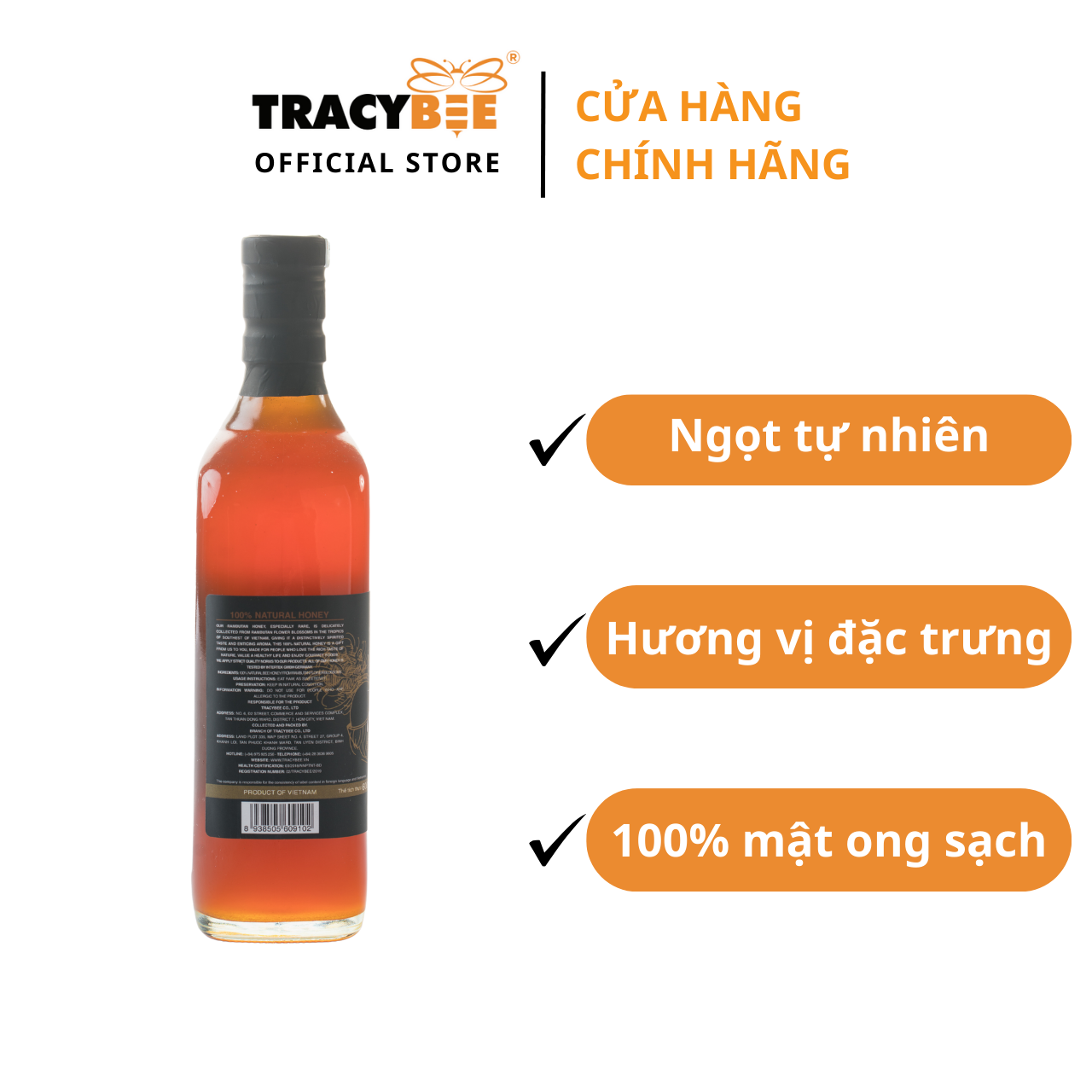 MẬT ONG HOA CHÔM CHÔM TRACYBEE 850G