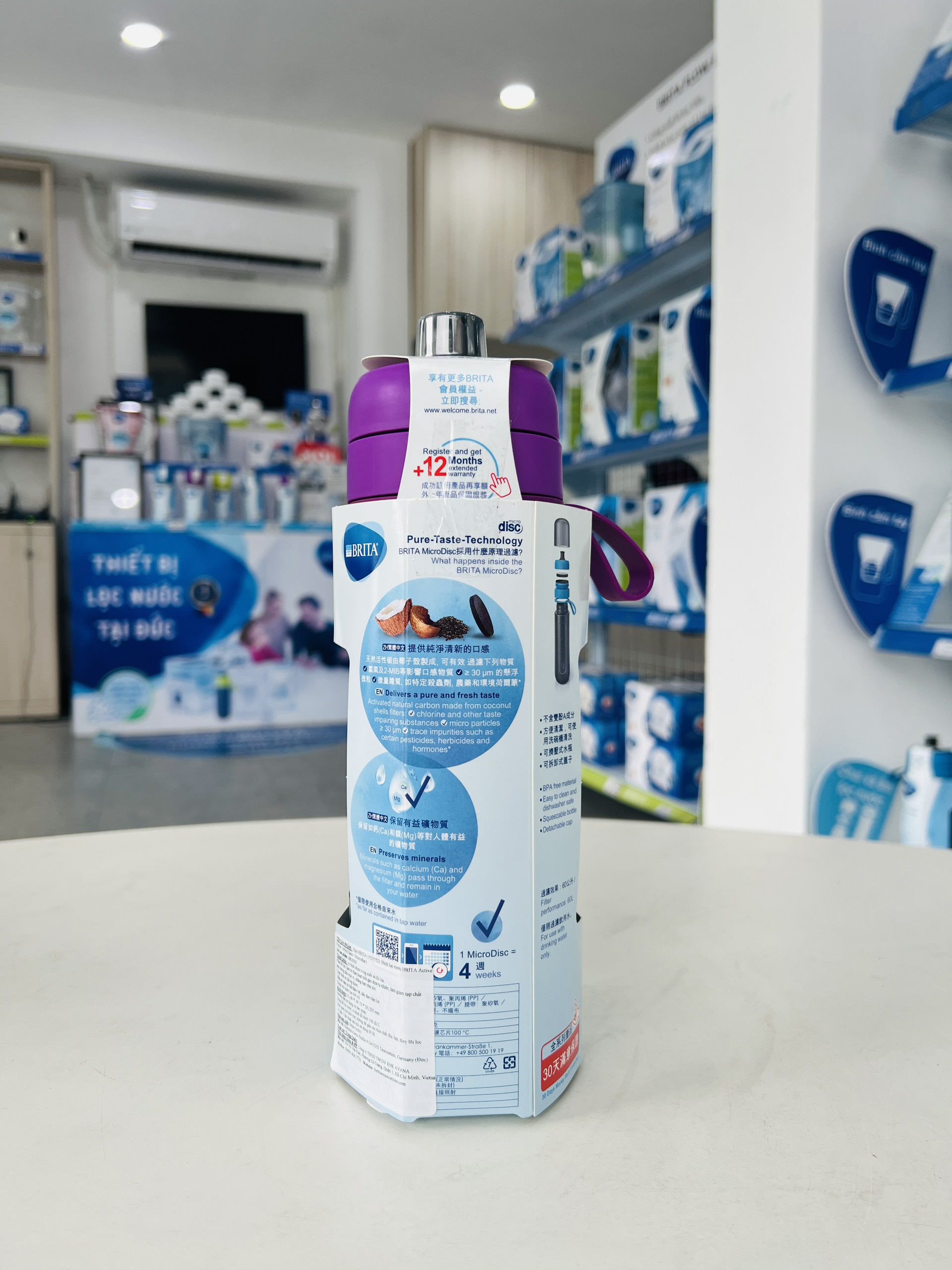 Bình lọc nước BRITA Active Purple 600ml (có sẵn 1 đĩa lọc Microdisc) - Thương hiệu đến từ Đức