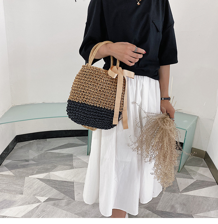 Túi cói thắt nơ vintage đi biển
