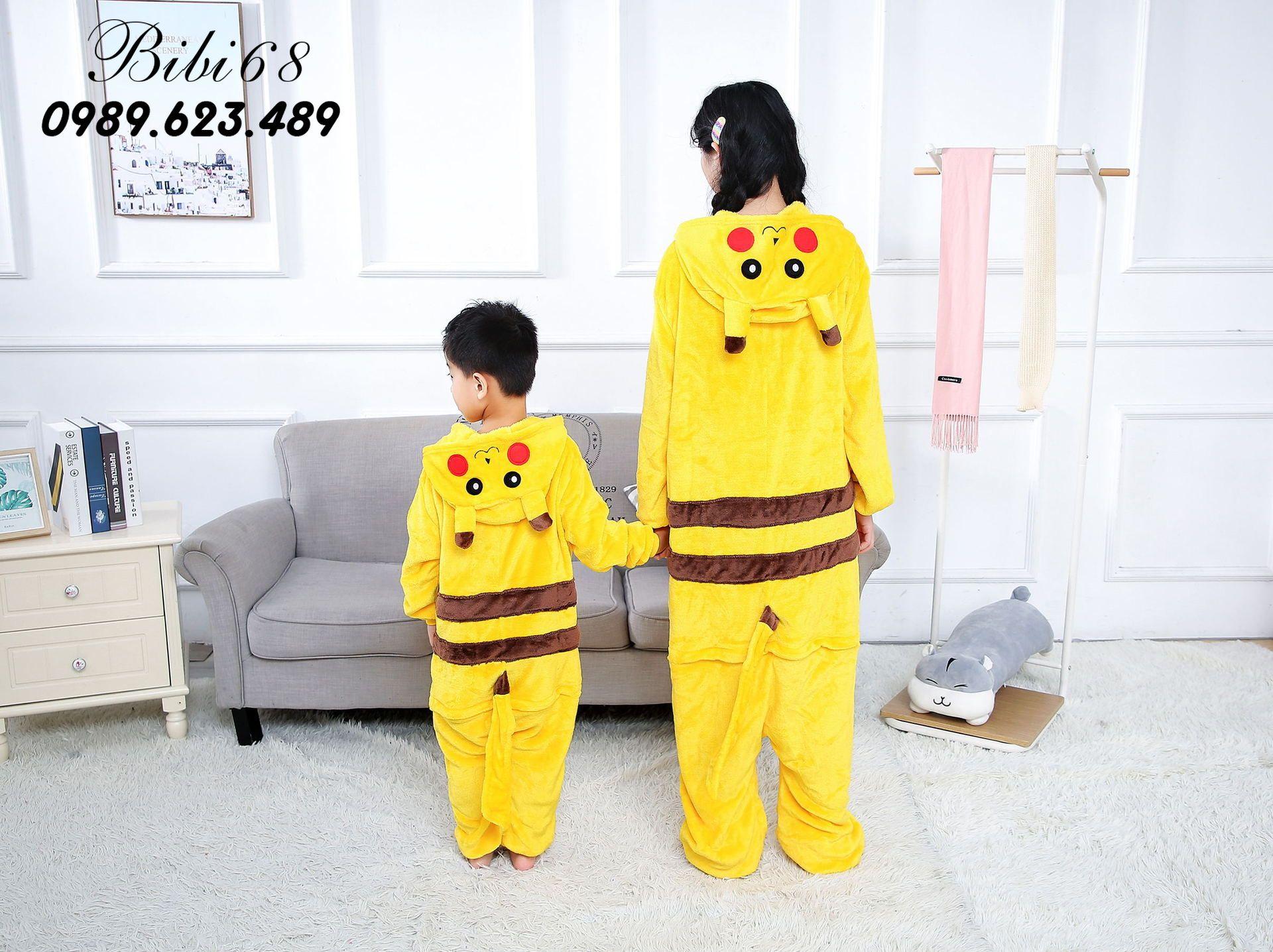 Bộ đồ ngủ hình thú pikachu liền thân Pijama Động Vật Hoạt Hình Cosplay nhiều màu đón giáng sinh HOT độc và lạ decoshop68 1950