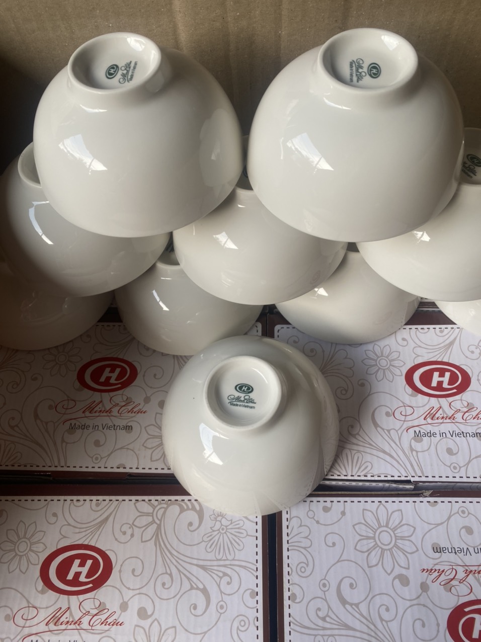 Bộ 10 Chén Cơm Sứ Cao Cấp Minh Châu