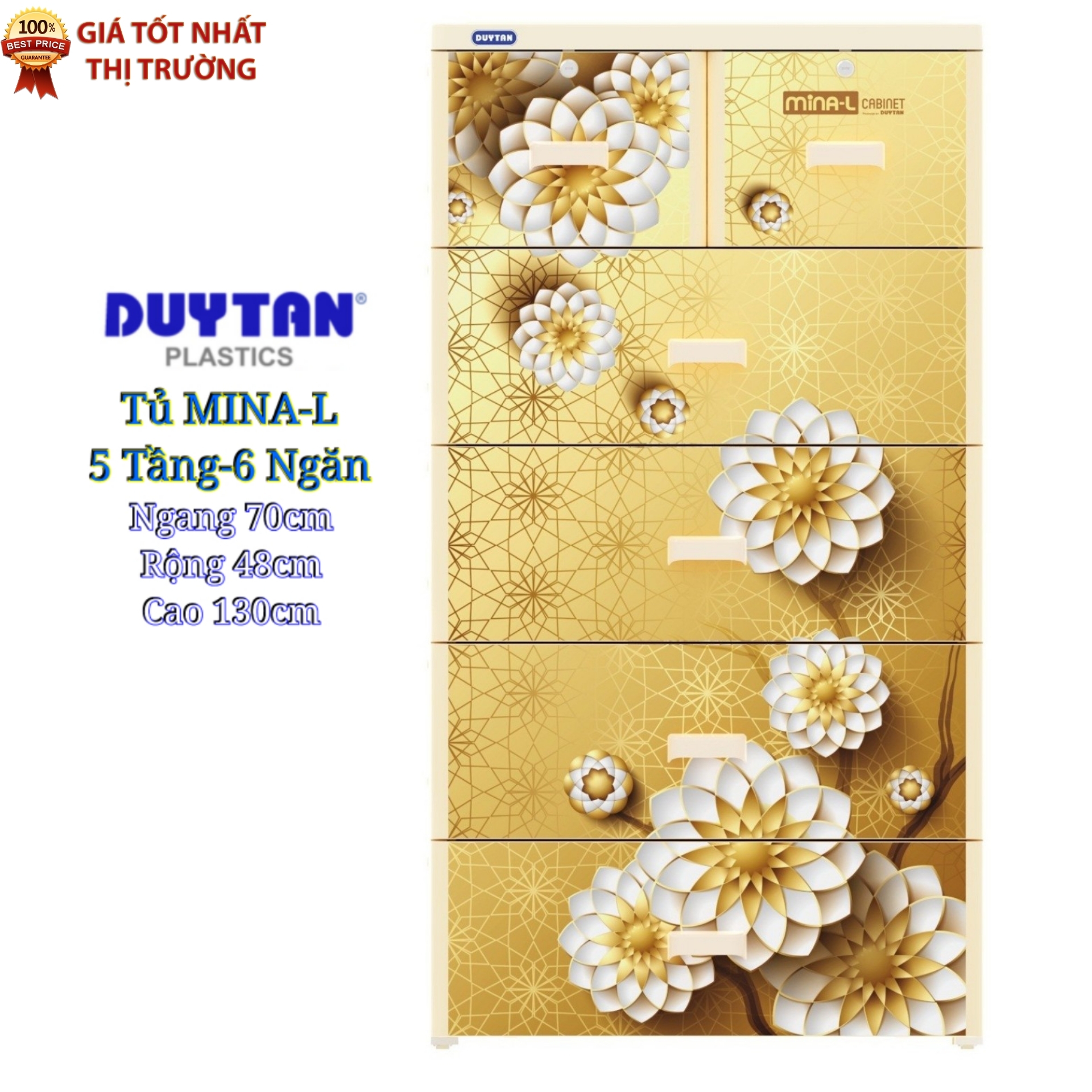[HCM]Tủ nhựa Duy Tân Mina-L 5 Tầng 6 Ngăn ( KT : Ngang 70 Rộng 48 Cao 130cm )