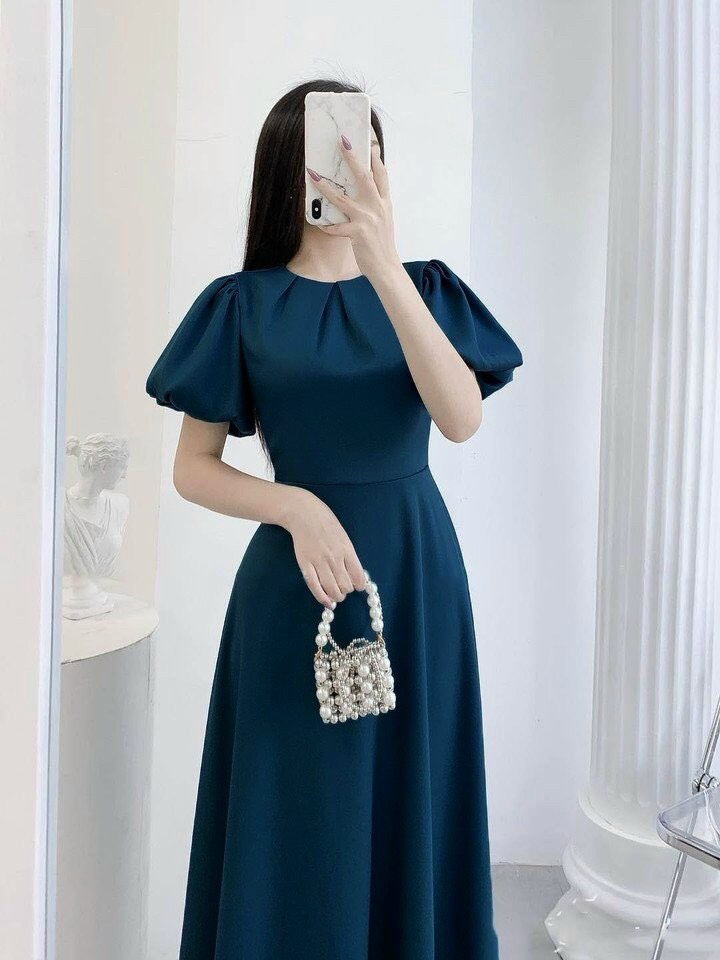 FreeshipMAX[HCM] ĐẦM XÒE XANH TAY PHỒNG