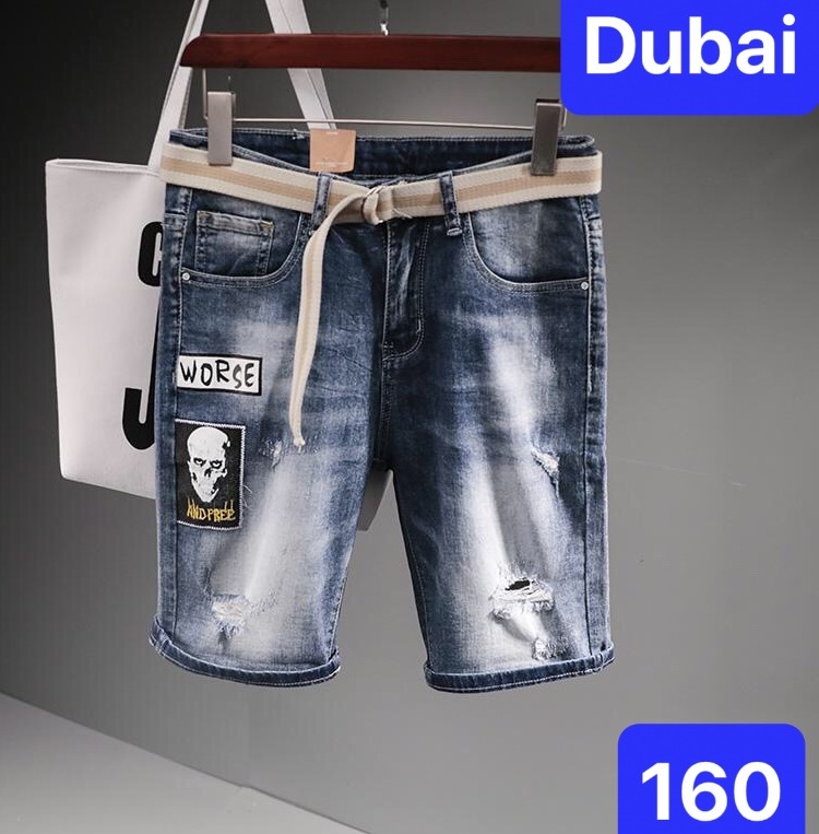 QUẦN SHORT SỌT LỬNG JEAN NAM CHẤT BÒ THÊU ĐẦU LÂU WORSE HÀN QUỐC CAO CẤP DB-160 DUBAI FASHION