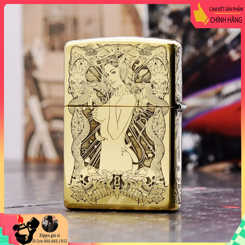Bật Lửa Zippo đồng khắc cô gái sexy quyến rũ