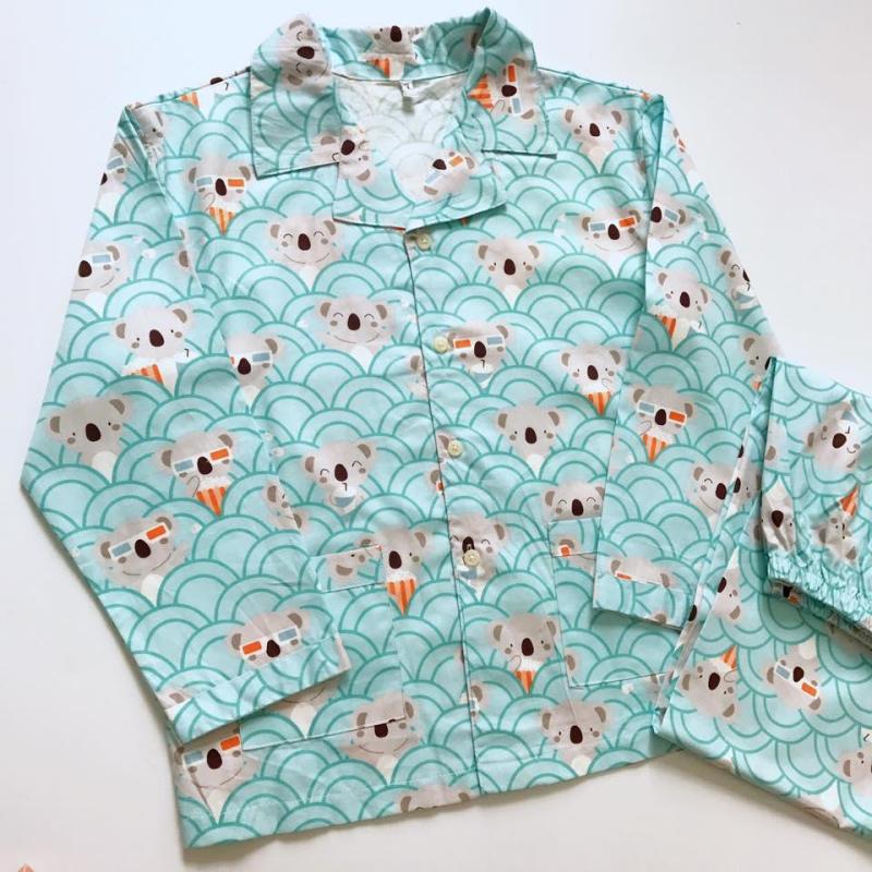Nơi bán Pijama size bé lớn vải cotton mềm mịn hút mồ hôi hình Gấu 25-40kg