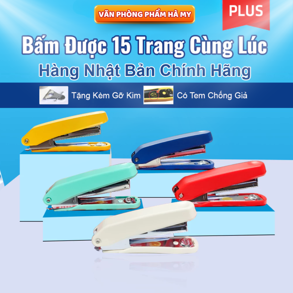 Dập Ghim Số 10 Plus Chính Hãng, Dập Ghim Bấm Được 15 Trang Giấy