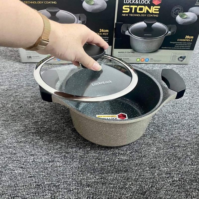 Nồi Đá Stone Cao Cấp 7 Lớp LocknLock 20cm LCA6203D (hàng chính hãng)