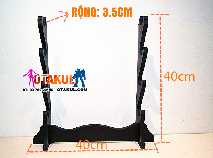 Giá để kiếm gỗ 4 tầng đen nhám gỗ mdf