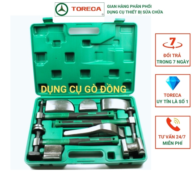 Bộ đe búa gò tôn xe, đe cầm tay đồng sơn toreca