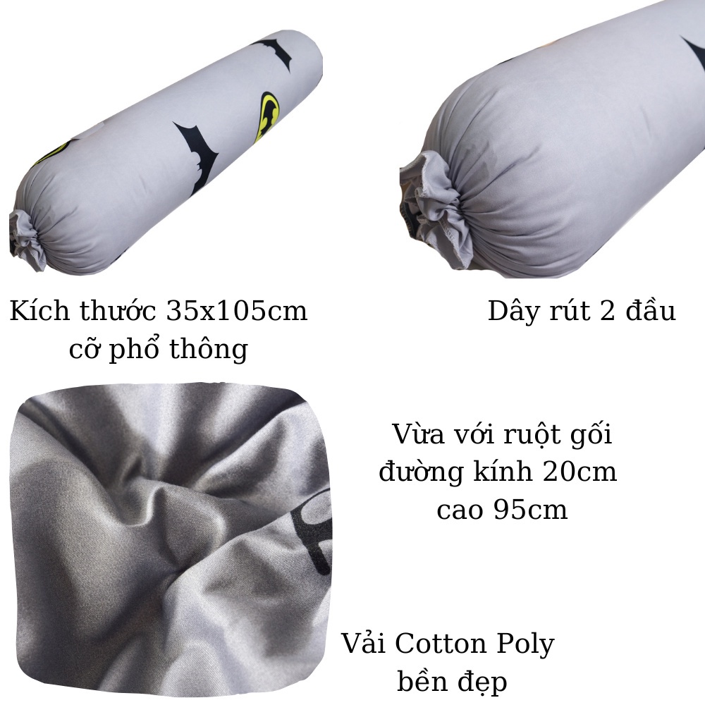 Vỏ gối ôm Cotton Poly, Kích thước 35 x 105 cm