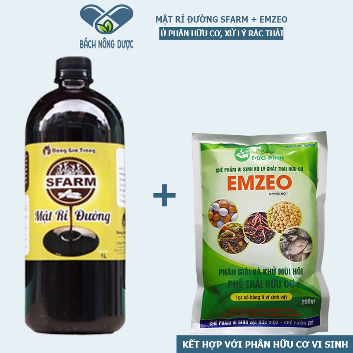 Bộ đôi mật rỉ đường sfarm và vi sinh emzeo dùng để nuôi cấy vi sinh ủ phân bón, rác thải hữu cơ, đậu nành, phân cá
