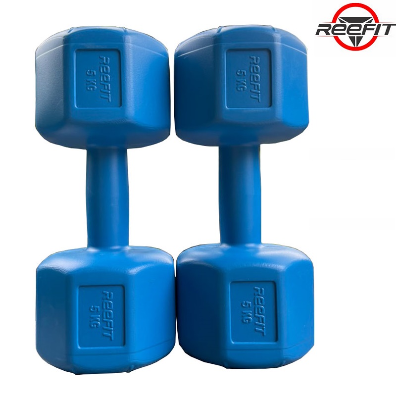 Tạ tay nhựa bát giác 5kg Reefit đã có ruột (1 cái)