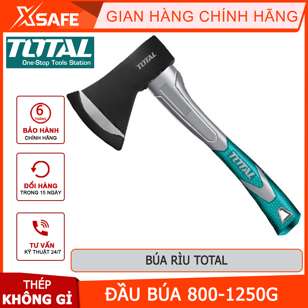 Hammer axe total | portable hammer mini 390mm-430mm-700mm, used carbon steel material for capacity durable and high hardness, anti-rust performance rolling handle wrapped rubber anti-slip effect [genuine] [xsafe]