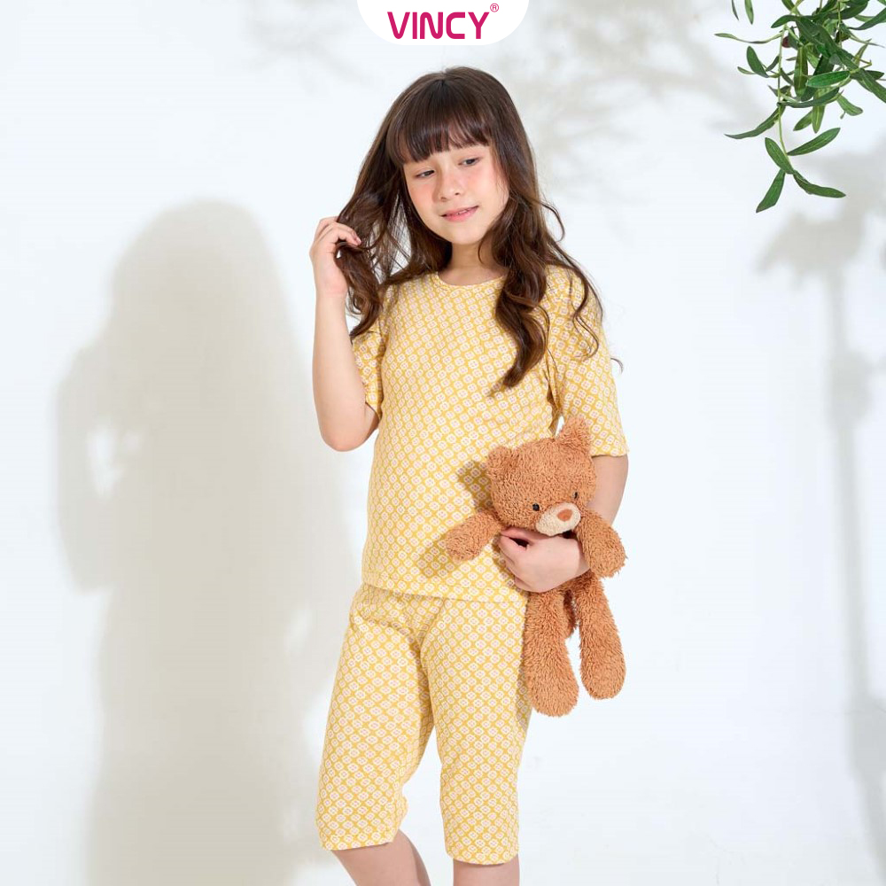Bộ đồ thun lửng bé gái vincy thoáng mát ktl015w11