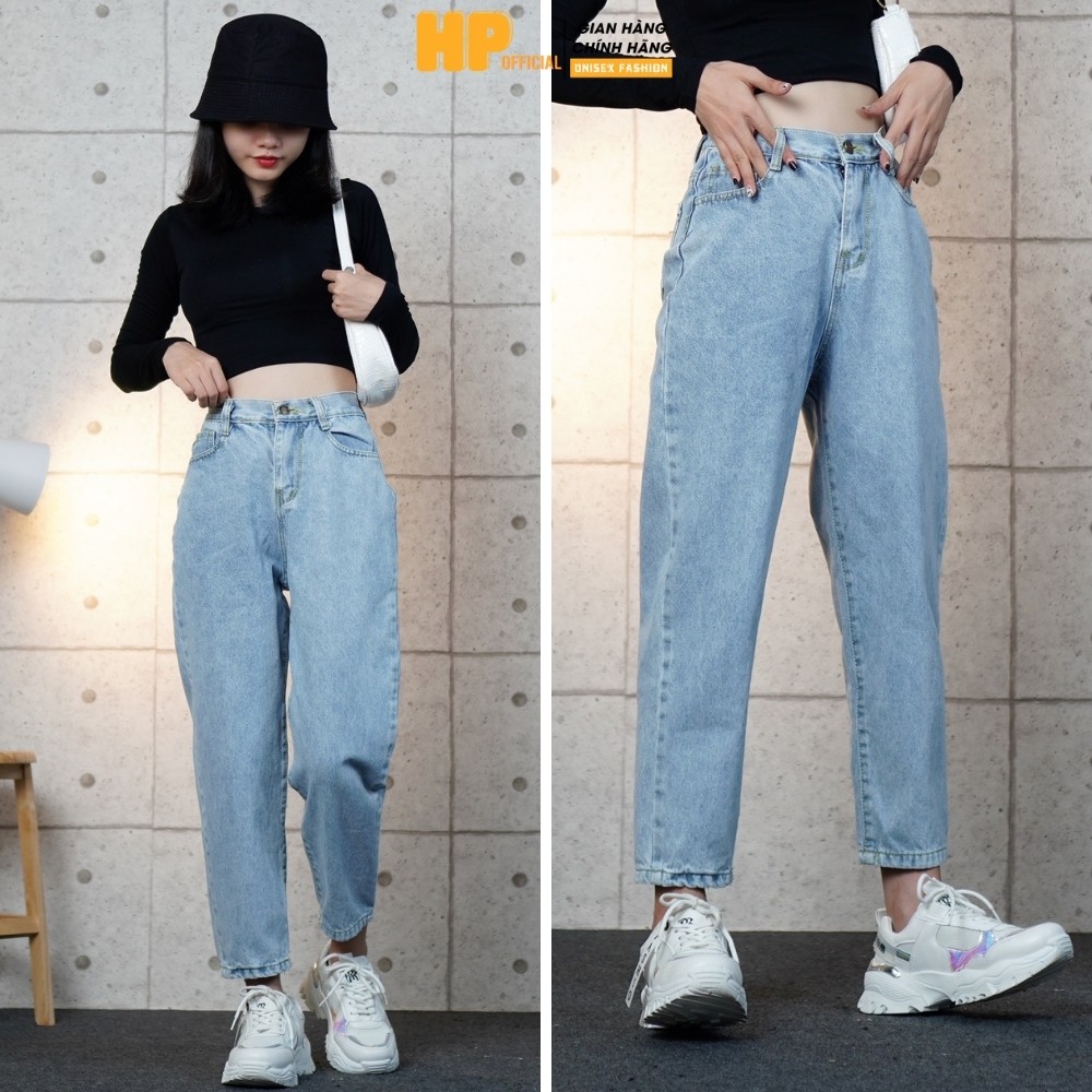 Quần baggy nữ ️ Quần jean cạp lưng cao basic chất bò dày dặn trẻ trung - QJ11