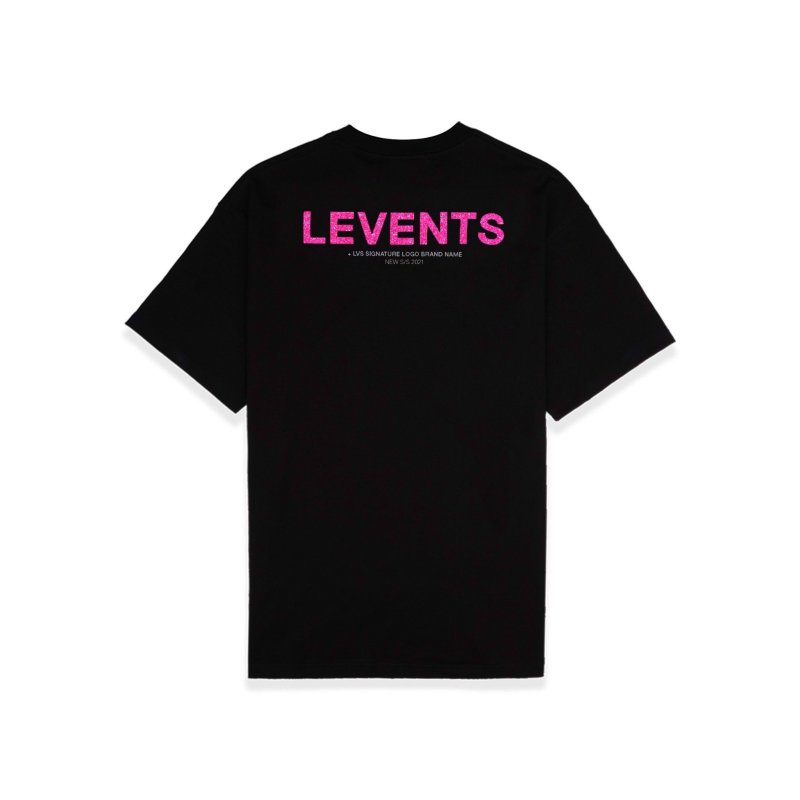 [DF]LEVENTS® Áo thun XL "LẤP LÁNH" LOGO BLACK / PINK