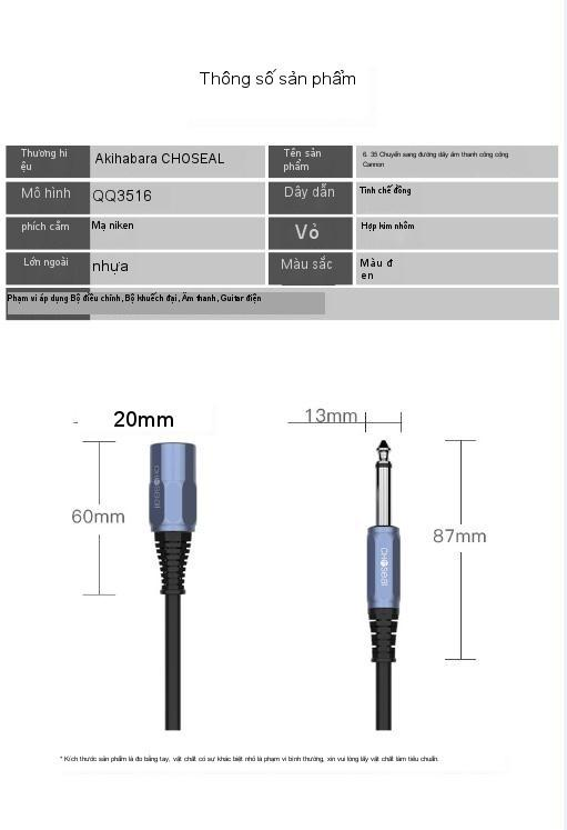 dây 6ly ra canon đực 1.2m AQ 5225