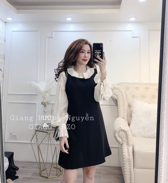 Váy Sơ Mi Dập Ly Kèm Yếm Hot