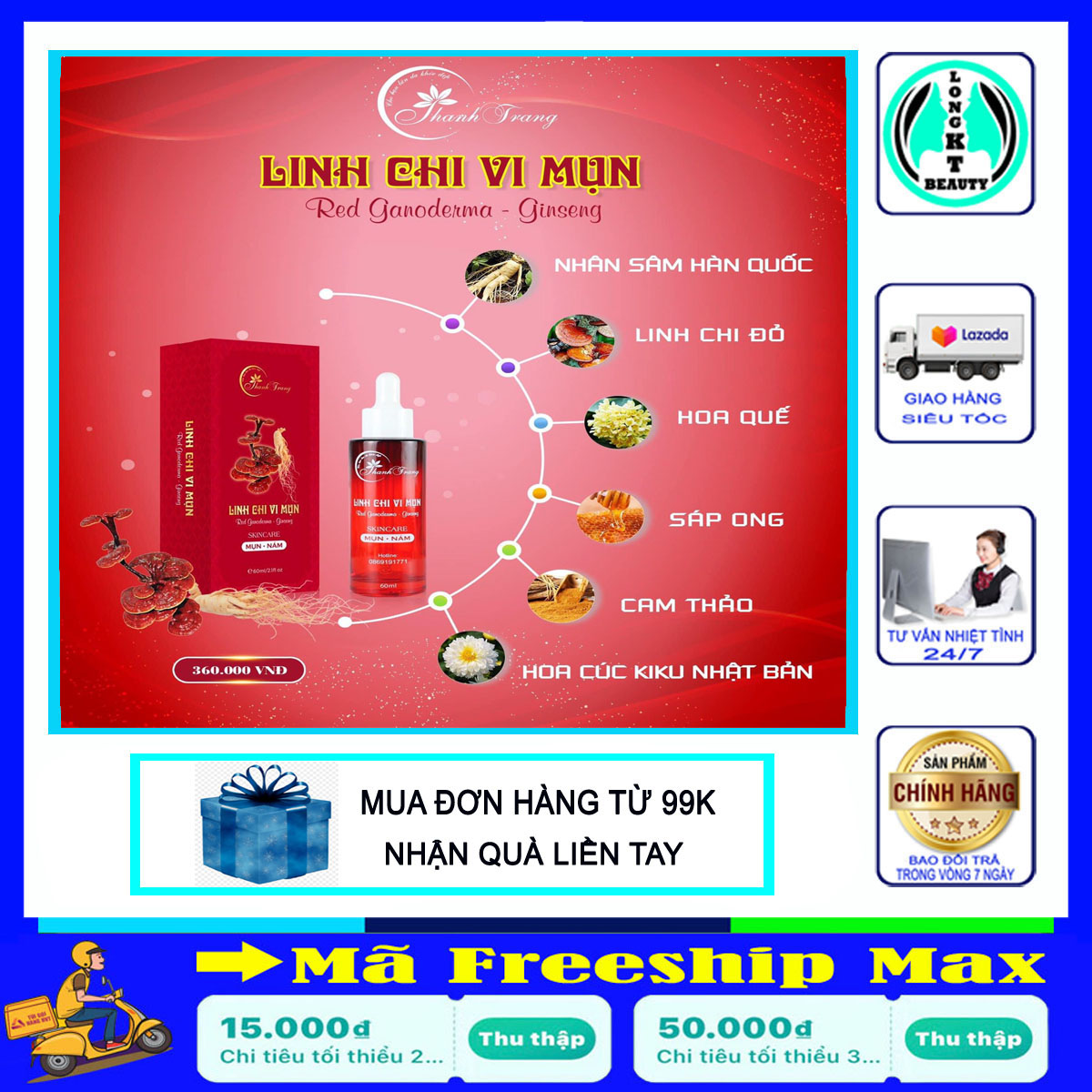 Thảo dược thiên nhiên  Mỹ phẩm Thanh Trang 60ml - chuyên trừ Mụn,Thâm,Nám,Sẹo Lâu Năm