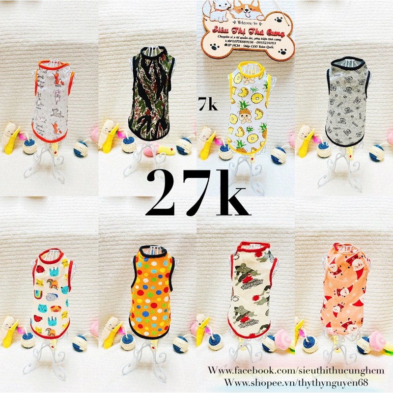 [Mã PET20K giảm 20K đơn 250K] Áo thun ba lỗ 4 chiều siêu mát mẻ dành cho chó mèo ( P2)