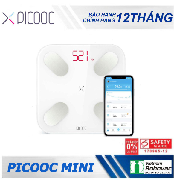 Cân sức khỏe thông minh PICOOC mini ( Màu trắng ) - hàng chính hãng - bảo hành 12 tháng - kết nối  Bluetooth với SmartPhone