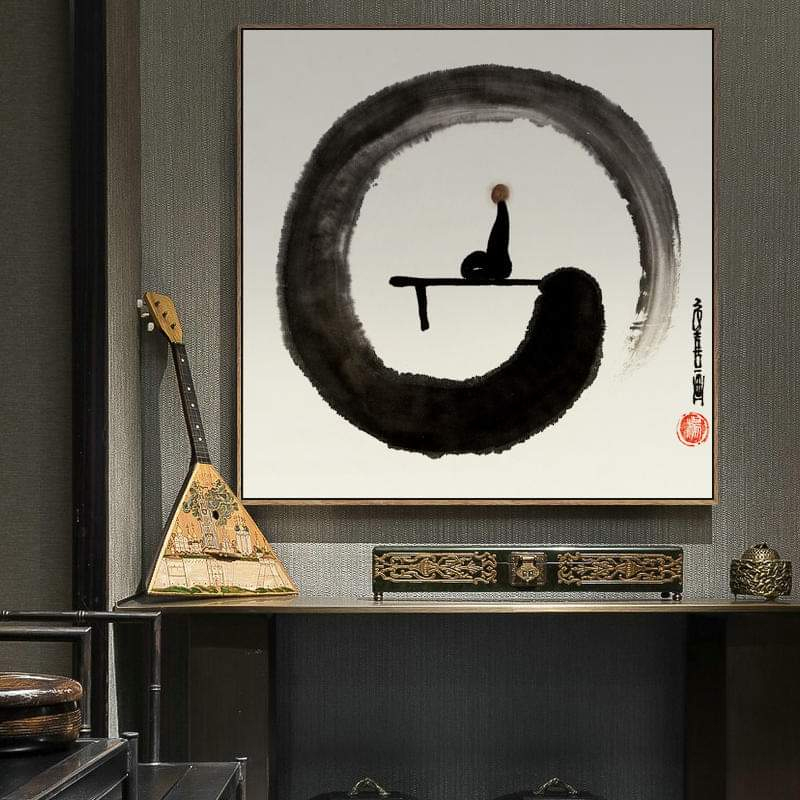 Tranh canvas treo tường vòng tròn Zen thiền - 60 x 60 cm