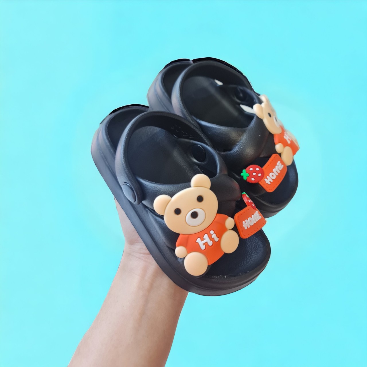 Giày quai sau đế cao cho bé gái đế cao 4cm gấu home siêu mềm êm chân bé