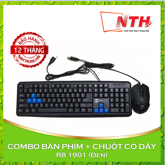 [HCM]COMBO Bộ bàn phím và chuột có dây R8 1901 / ZT-600 (Đen)