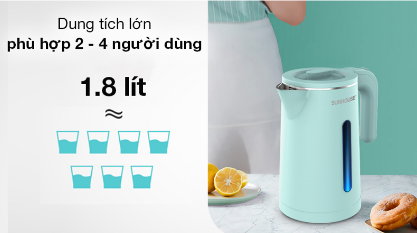 BÌNH ĐUN SIÊU TỐC 1.8L SUNHOUSE SH1351  ( BẢO HÀNH 12 THÁNG )