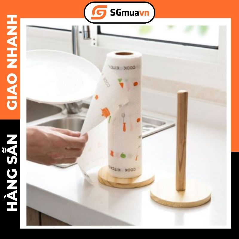 Cọc gỗ cắm cuộn khăn lau bếp tiện dụng