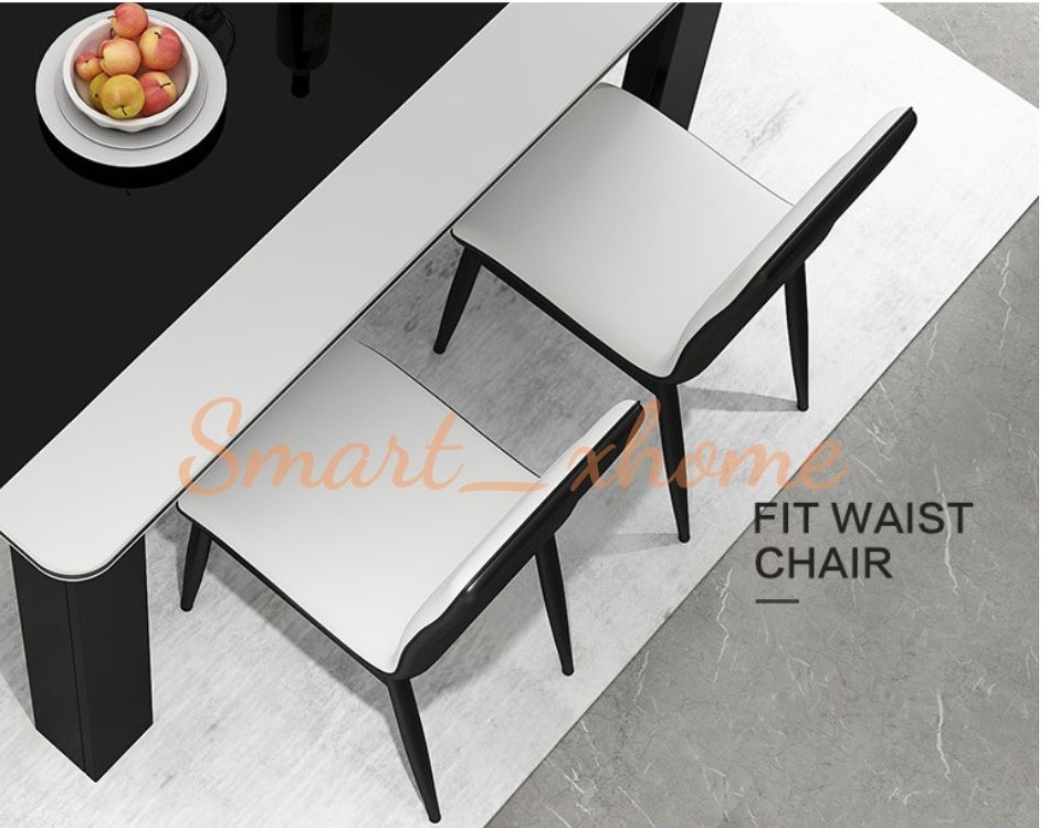 RE0687-RE0707 Bộ bàn ăn hiện đại 4-6 người tiết kiệm cho căn hộ nhỏ- hình chữ nhật mặt kính cường lực Smart_xhome