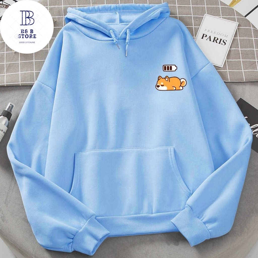 Áo khoác hoodie nỉ in cún ngủ cực đẹp form nam nữ đều mặc được